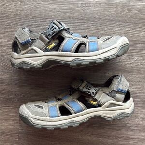 Teva Blue and Gray Sport Sandals with Velcro Straps